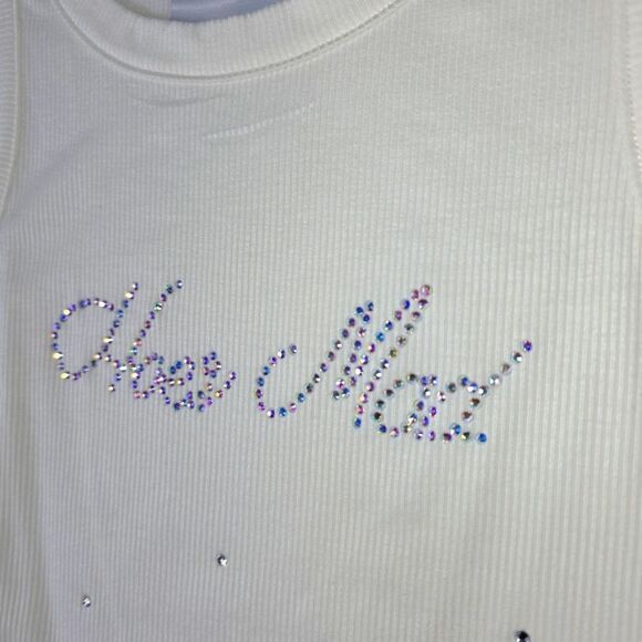 Virghoes Ivory Blingy Crop Tank Top Size Small - Picture 11 of 15